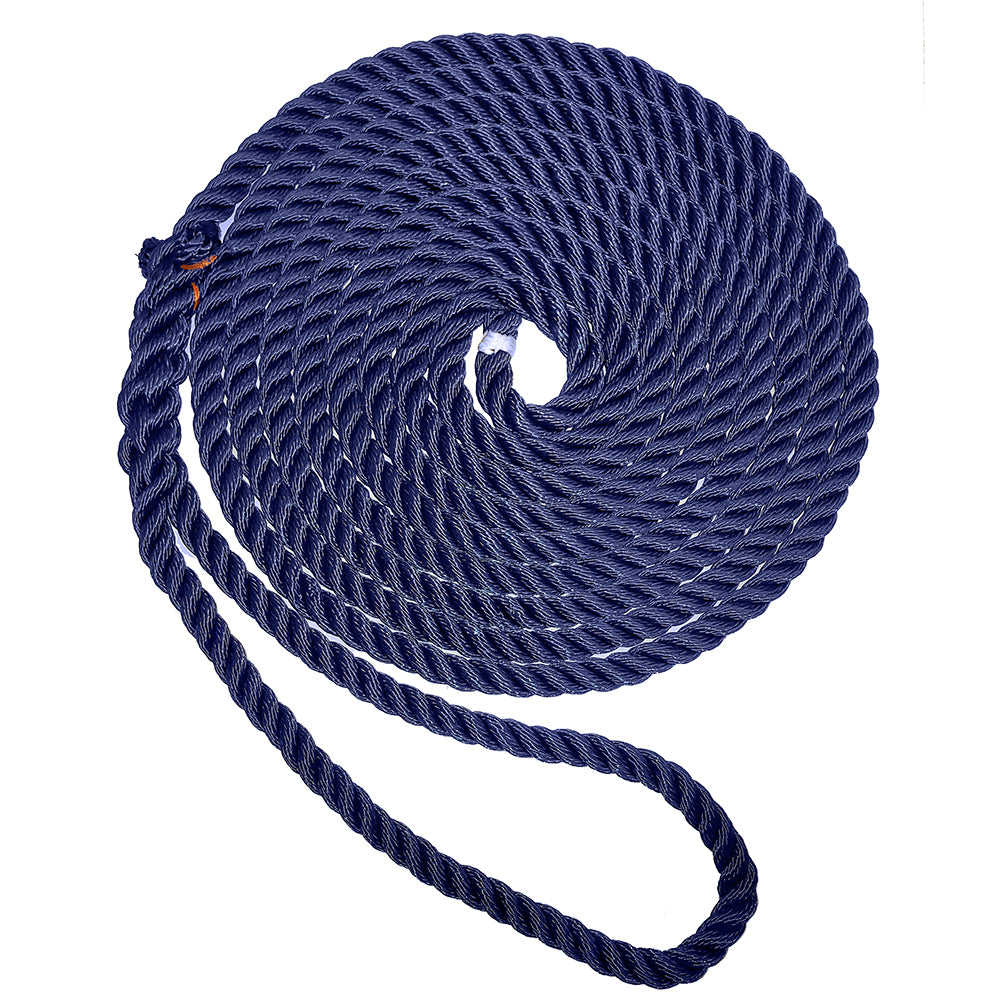 New England Ropes 38 Premium 3Strand Dock Line Navy Blue 25 C60531200025